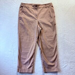 Talbots Pants Women Sz 14 Beige Cropped‎ Casual Chinos Work Office Career